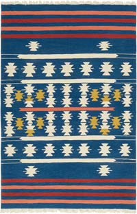 Blue New Handwoven Turkish Kilim Rug - 6' 8" x 10' 2" (80" x 122")