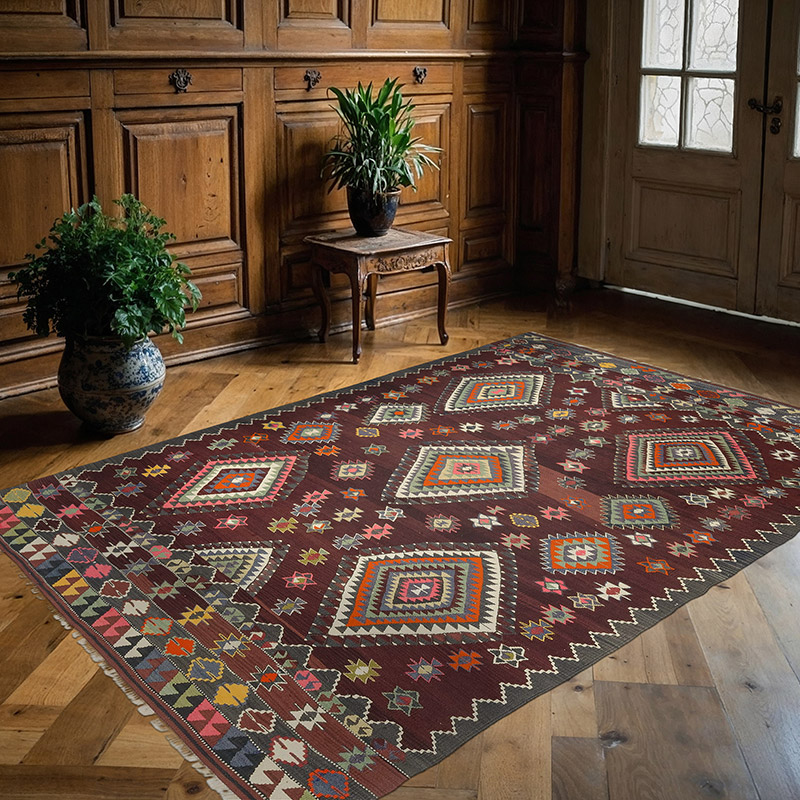 Vintage Karakecili Kilim Rug - 5' 10" x 8' 8" (70" x 104") - K0080082