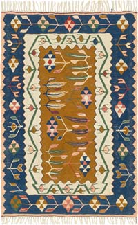 New Handwoven Turkish Kilim Rug - 3' 8" x 5' 6" (44" x 66")