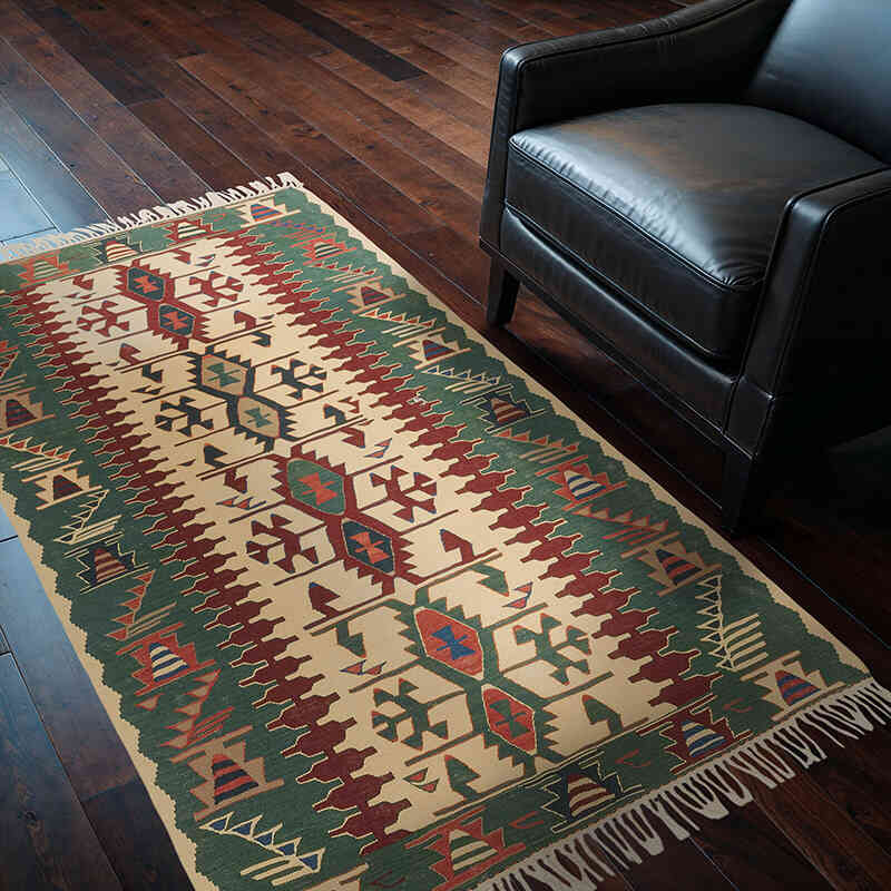 Yeni Kök Boya El Dokuma Kilim - 112 cm x 177 cm - K0080103