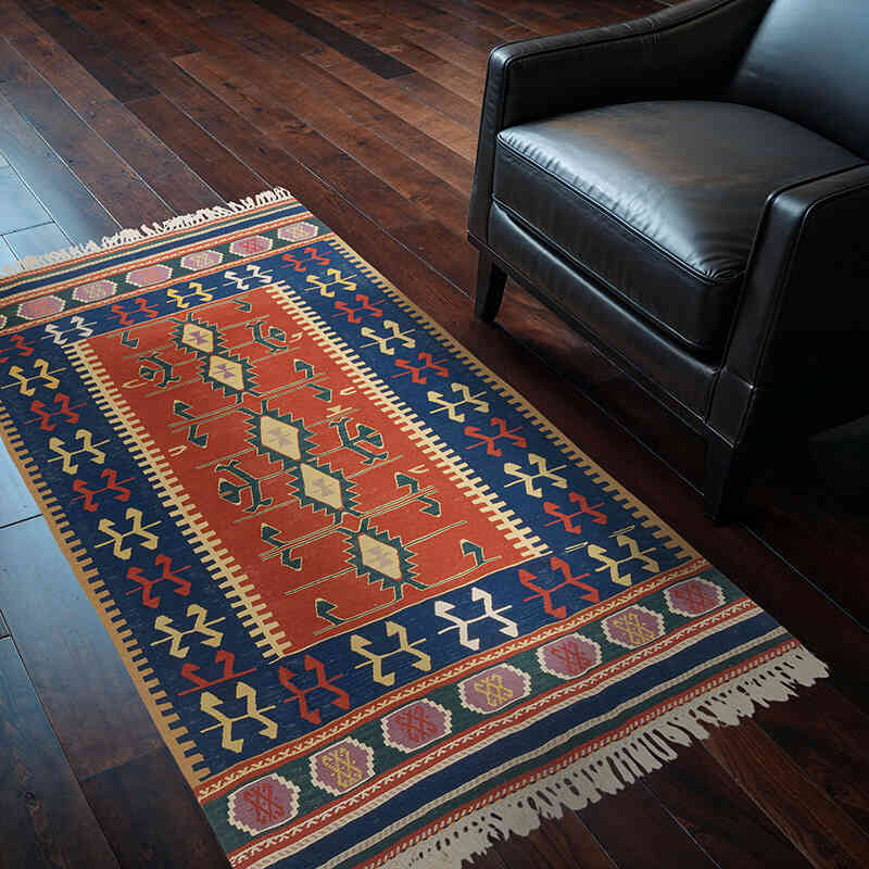 New Handwoven Turkish Kilim Rug - 3' 9" x 5' 9" (45" x 69") - K0080104