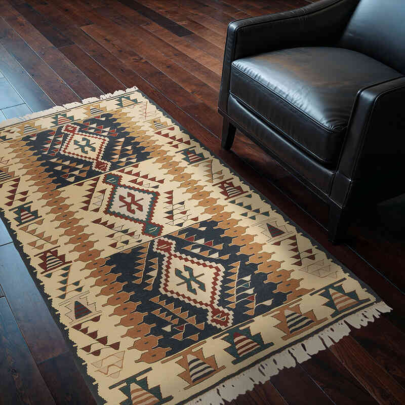 New Handwoven Turkish Kilim Rug - 3' 9" x 5' 7" (45" x 67") - K0080105