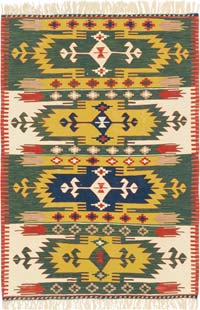 New Handwoven Turkish Kilim Rug - 3' 10" x 5' 7" (46" x 67")