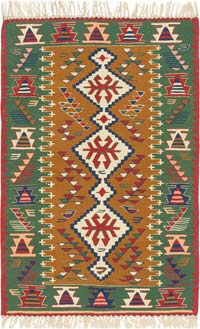New Handwoven Turkish Kilim Rug - 3' 7" x 5' 7" (43" x 67")