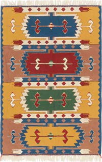 New Handwoven Turkish Kilim Rug - 3' 8" x 5' 5" (44" x 65")