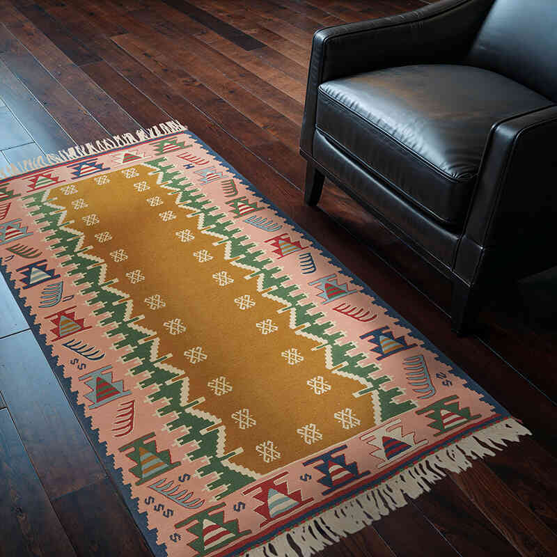 New Handwoven Turkish Kilim Rug - 3' 7" x 5' 7" (43" x 67") - K0080114