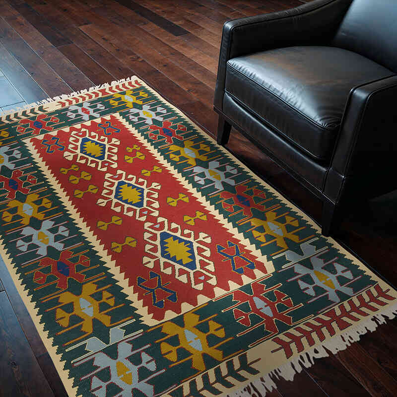 New Handwoven Turkish Kilim Rug - 3' 11" x 5' 10" (47" x 70") - K0080116