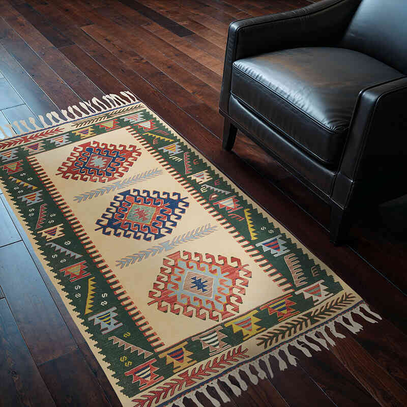 New Handwoven Turkish Kilim Rug - 3' 10" x 5' 9" (46" x 69") - K0080118