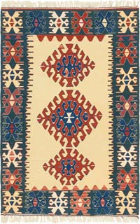 New Handwoven Turkish Kilim Rug - 3' 8" x 5' 6" (44" x 66")