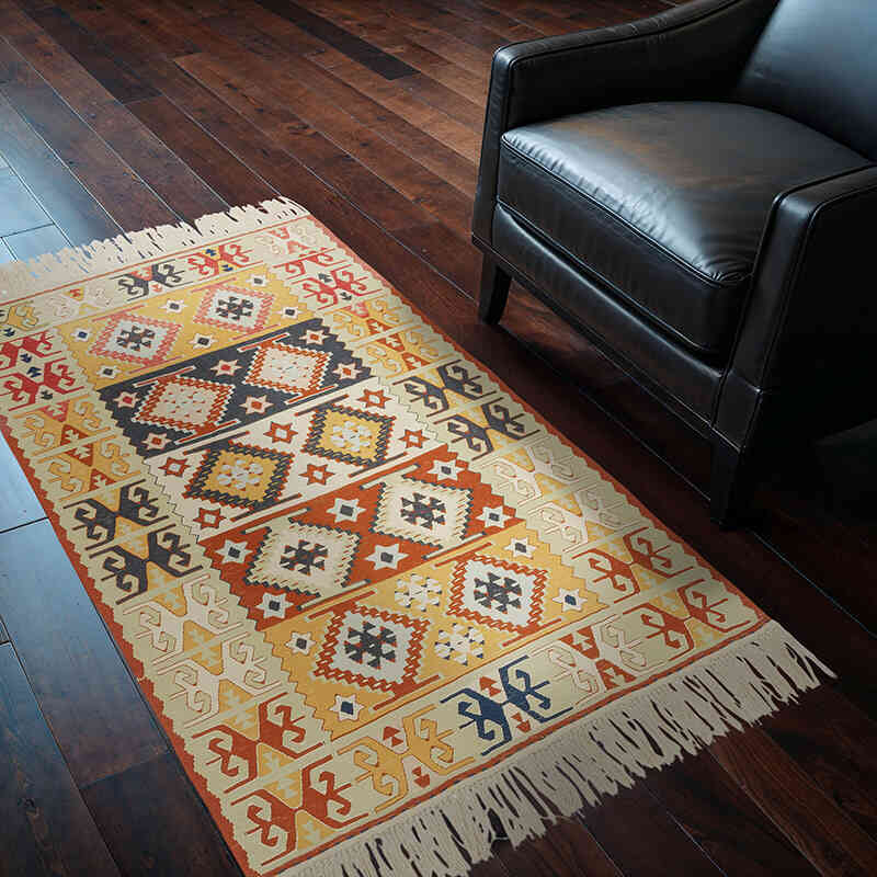 New Handwoven Turkish Kilim Rug - 3' 11" x 5' 7" (47" x 67") - K0080125
