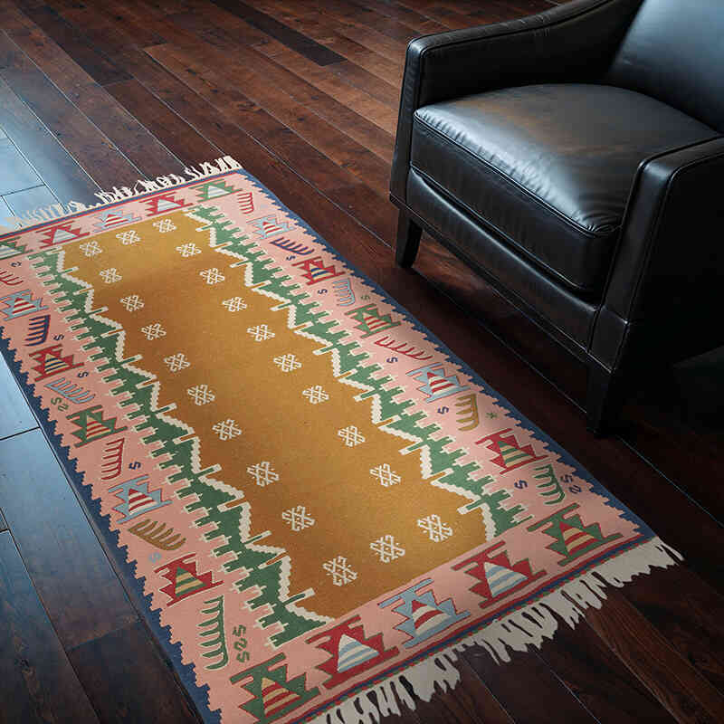 New Handwoven Turkish Kilim Rug - 3' 7" x 5' 7" (43" x 67") - K0080126