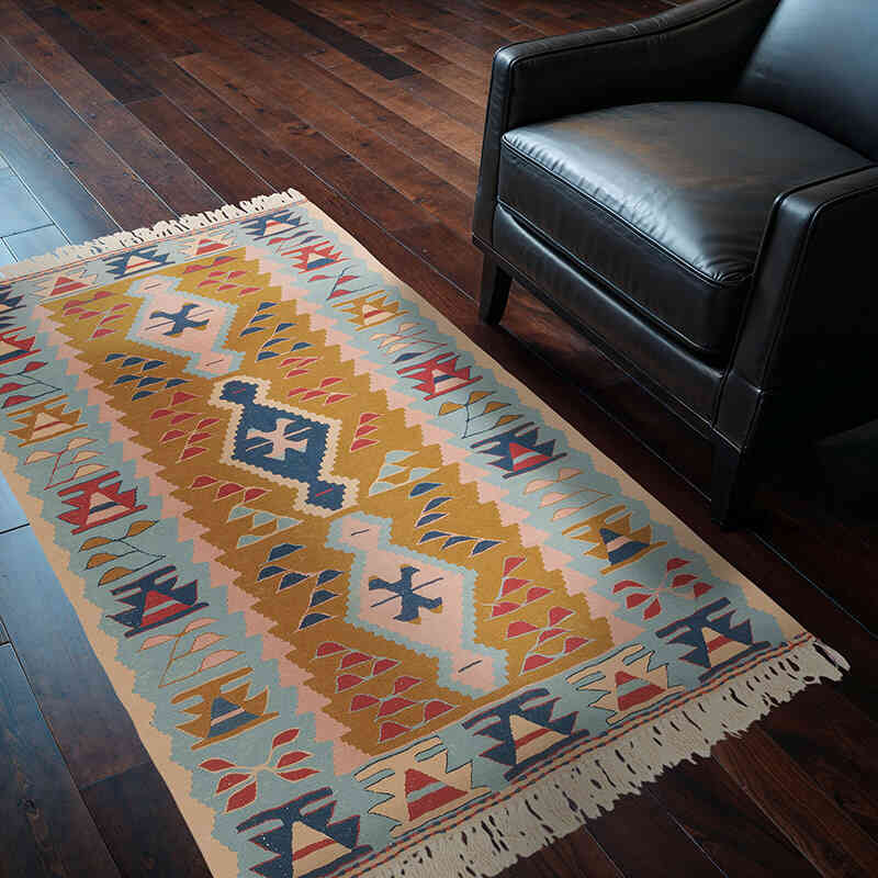 New Handwoven Turkish Kilim Rug - 3' 10" x 5' 6" (46" x 66") - K0080127
