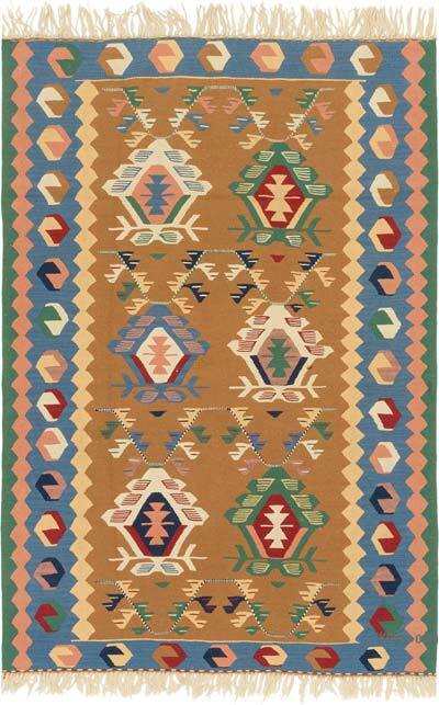 New Handwoven Turkish Kilim Rug - 3' 9" x 5' 7" (45" x 67")