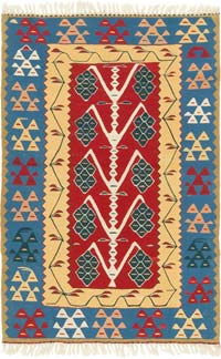 New Handwoven Turkish Kilim Rug - 3' 7" x 5' 5" (43" x 65")