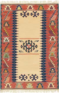 New Handwoven Turkish Kilim Rug - 3' 8" x 5' 6" (44" x 66")
