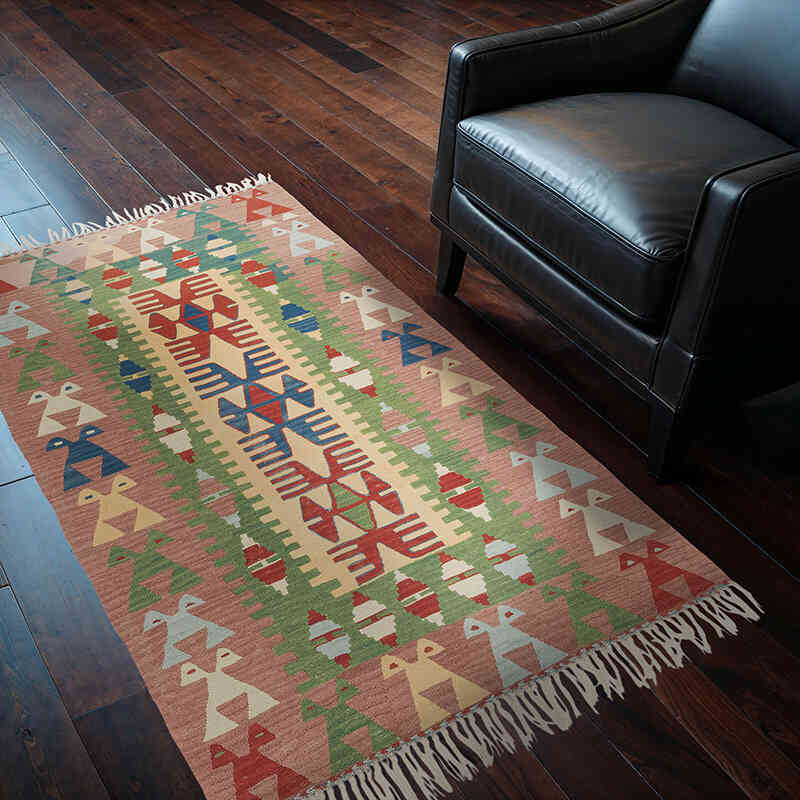 New Handwoven Turkish Kilim Rug - 3' 8" x 5' 6" (44" x 66") - K0080142