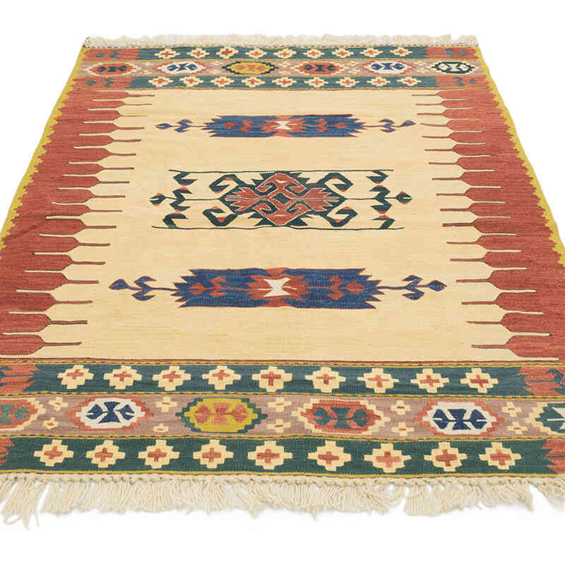 New Handwoven Turkish Kilim Rug - 3' 8" x 5' 5" (44" x 65") - K0080143