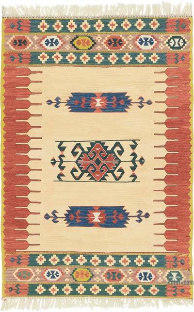 New Handwoven Turkish Kilim Rug - 3' 8" x 5' 5" (44" x 65")