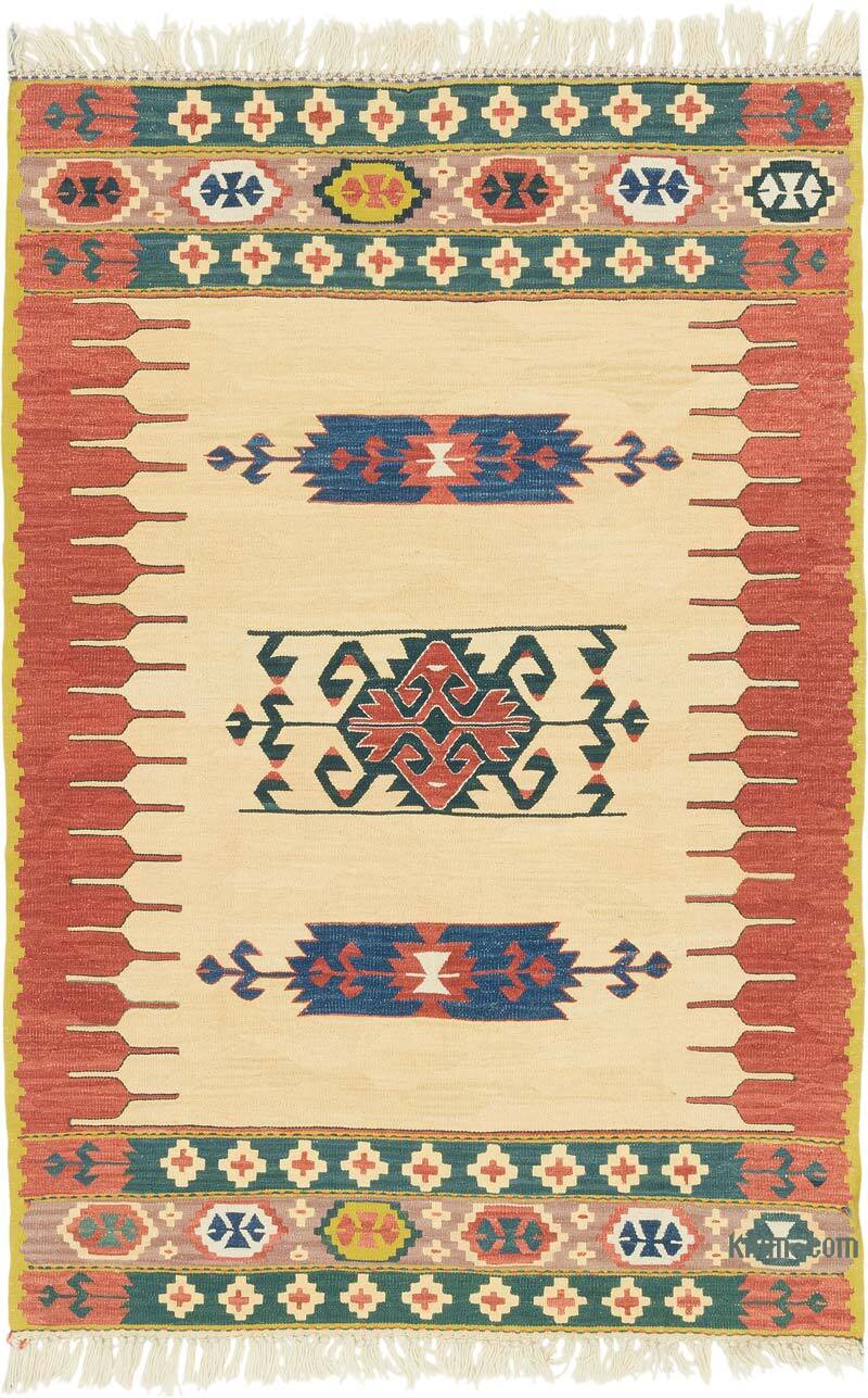 New Handwoven Turkish Kilim Rug - 3' 8" x 5' 5" (44" x 65") - K0080143