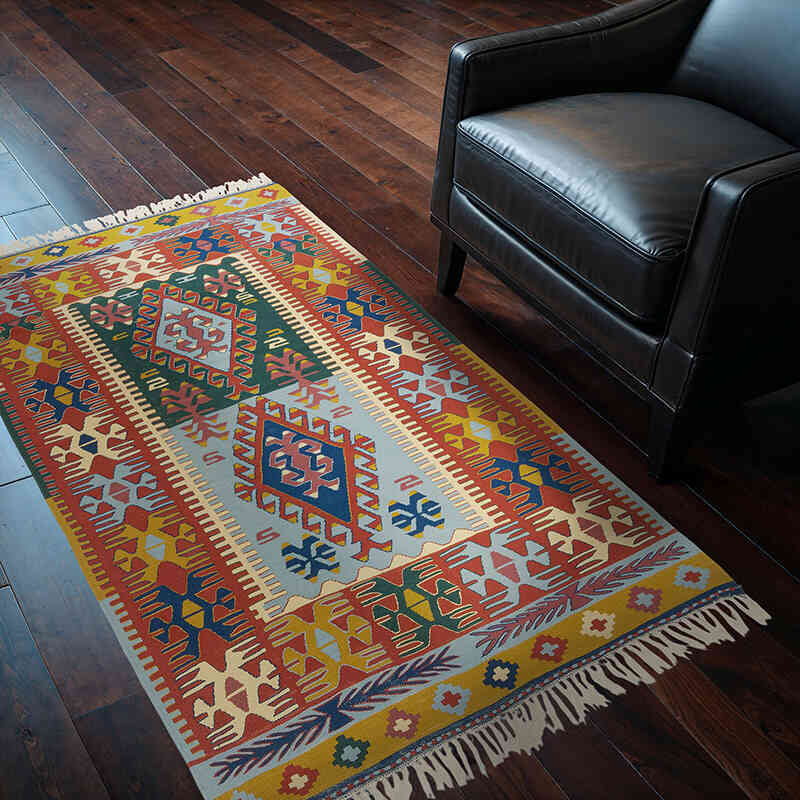 New Handwoven Turkish Kilim Rug - 3' 11" x 5' 7" (47" x 67") - K0080150
