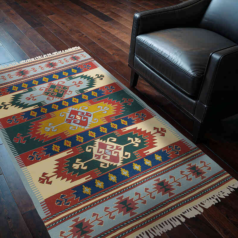 New Handwoven Turkish Kilim Rug - 3' 11" x 6' 3" (47" x 75") - K0080154