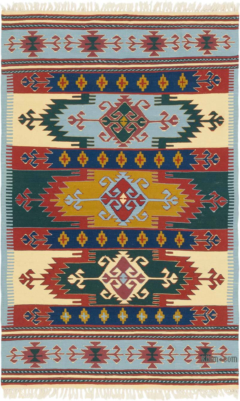 New Handwoven Turkish Kilim Rug - 3' 11" x 6' 3" (47" x 75") - K0080154