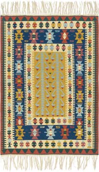 New Handwoven Turkish Kilim Rug - 3' 10" x 5' 7" (46" x 67")