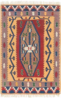 New Handwoven Turkish Kilim Rug - 3' 8" x 5' 6" (44" x 66")