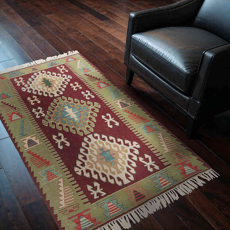 New Handwoven Turkish Kilim Rug - 3' 10" x 5' 7" (46" x 67") - K0080167