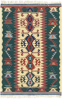New Handwoven Turkish Kilim Rug - 4' 1" x 6'  (49" x 72")