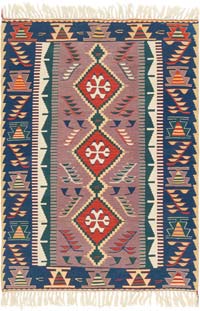 New Handwoven Turkish Kilim Rug - 3' 8" x 5' 2" (44" x 62")