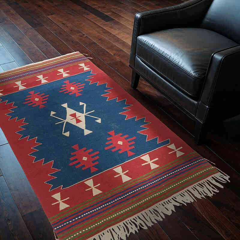 New Handwoven Turkish Kilim Rug - 3' 11" x 5' 7" (47" x 67") - K0080174