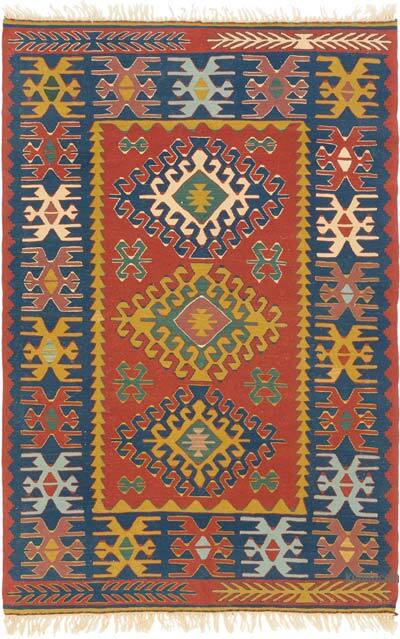 New Handwoven Turkish Kilim Rug - 3' 10" x 5' 9" (46" x 69")