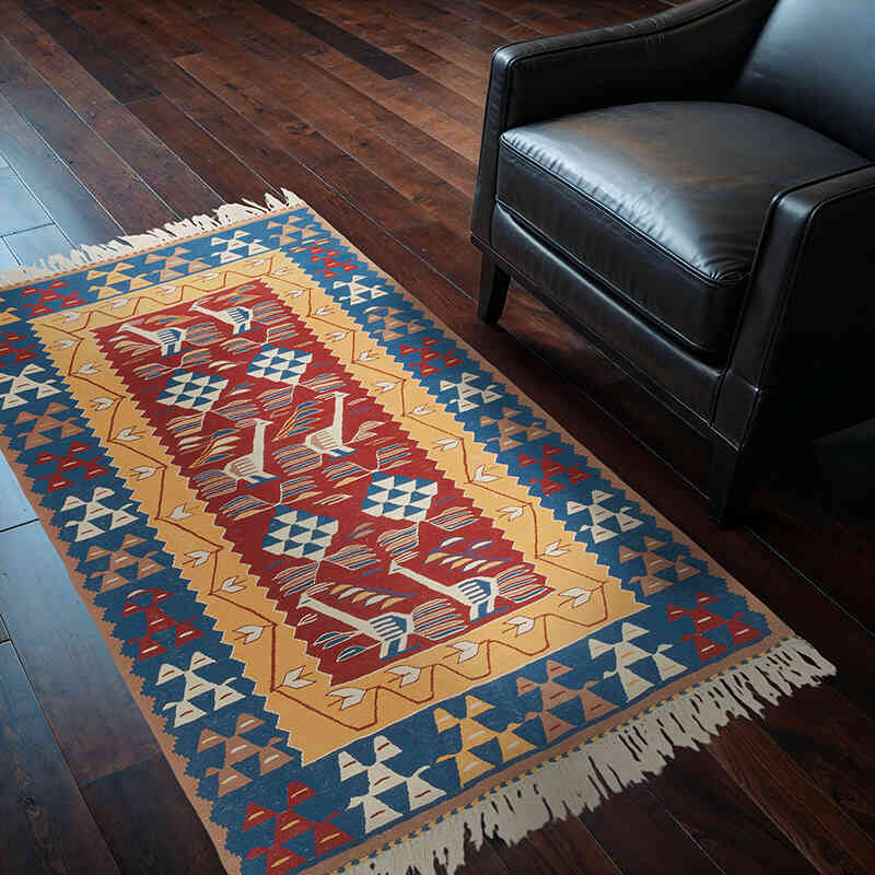 New Handwoven Turkish Kilim Rug - 3' 8" x 5' 4" (44" x 64") - K0080180