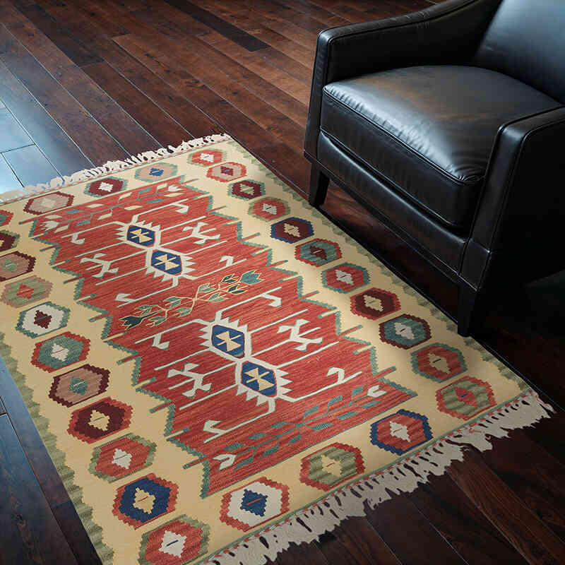 New Handwoven Turkish Kilim Rug - 3' 9" x 5' 1" (45" x 61") - K0080181