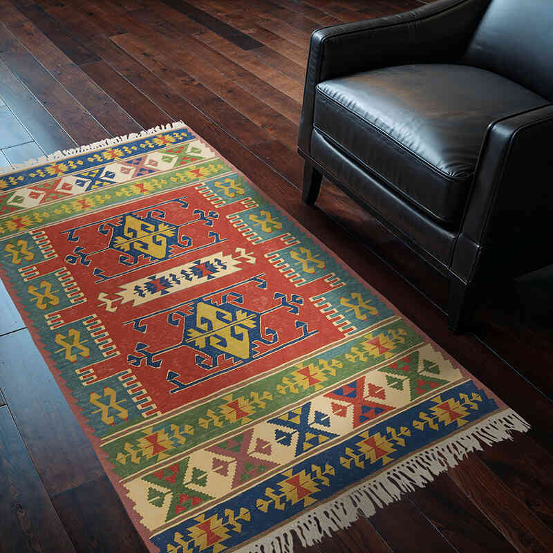 Nueva Alfombra Turca Kilim - 110 cm x 171 cm - K0080186