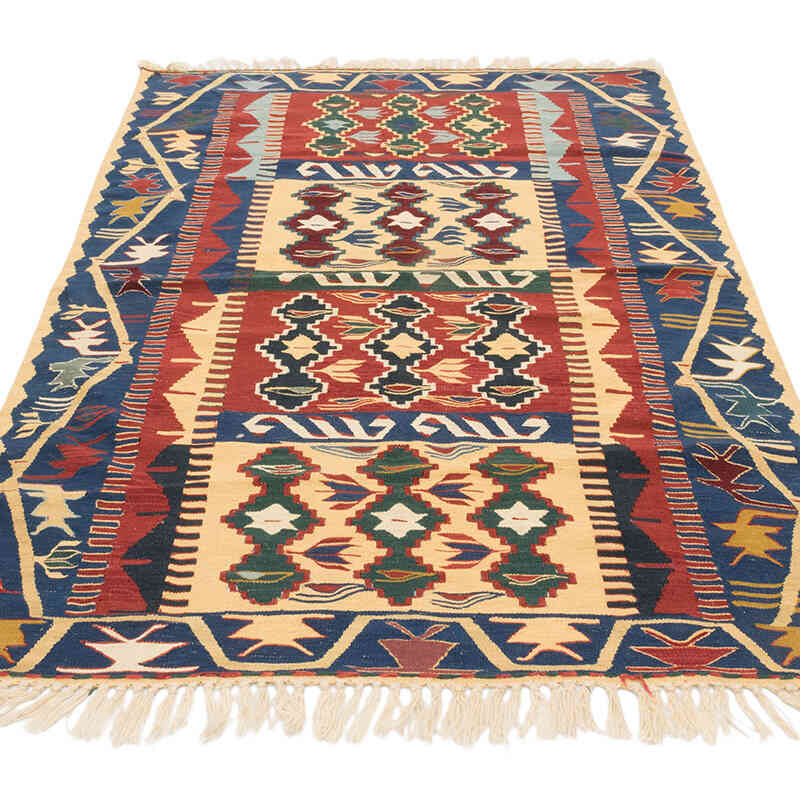 New Handwoven Turkish Kilim Rug - 3' 8" x 5' 6" (44" x 66") - K0080187