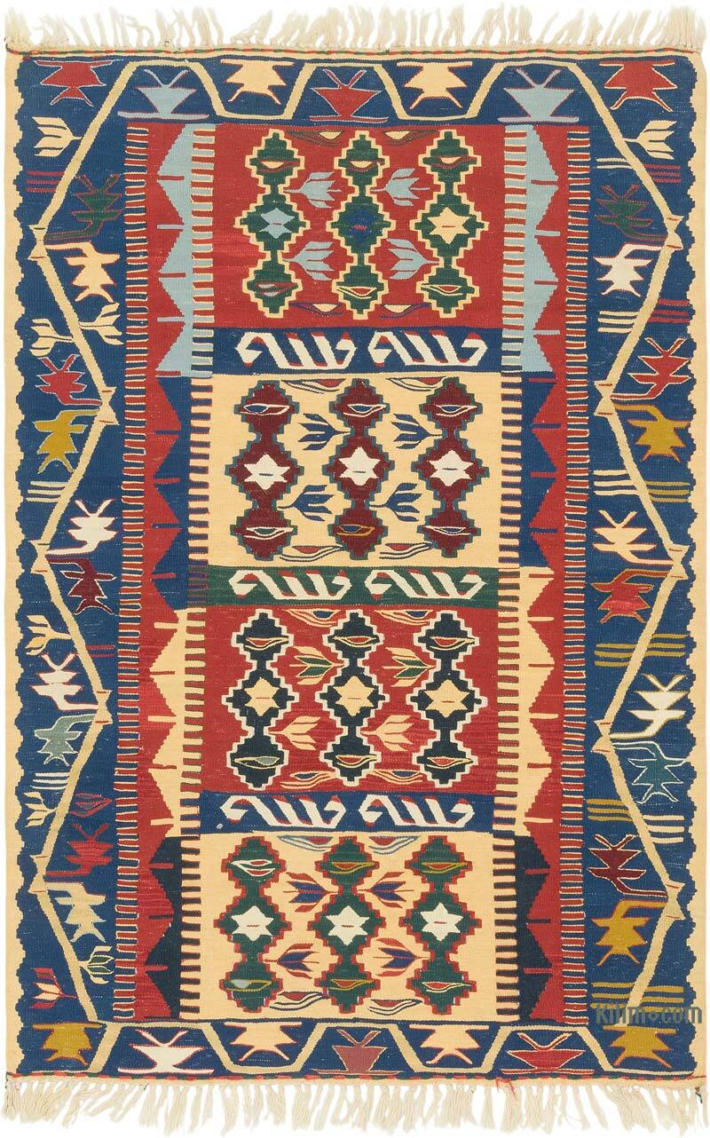 New Handwoven Turkish Kilim Rug - 3' 8" x 5' 6" (44" x 66") - K0080187