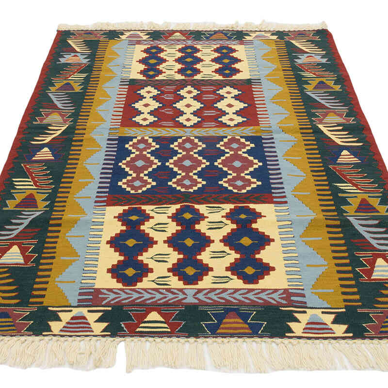 New Handwoven Turkish Kilim Rug - 3' 8" x 5' 5" (44" x 65") - K0080188