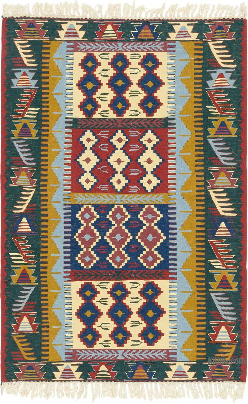 New Handwoven Turkish Kilim Rug - 3' 8" x 5' 5" (44" x 65") - K0080188