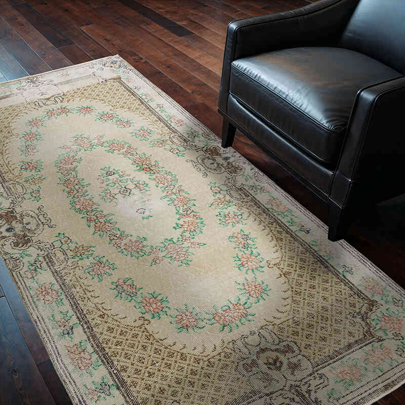 Alfombra Vintage Turca Anudada a Mano - 119 cm x 218 cm - K0080371
