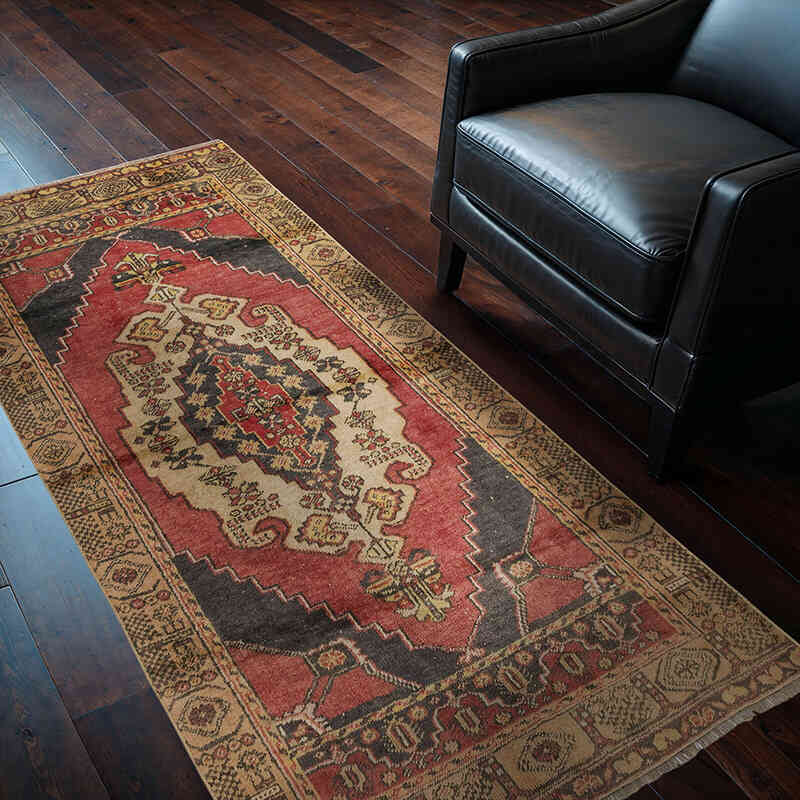 Alfombra Vintage Turca Anudada a Mano - 102 cm x 197 cm - K0080391