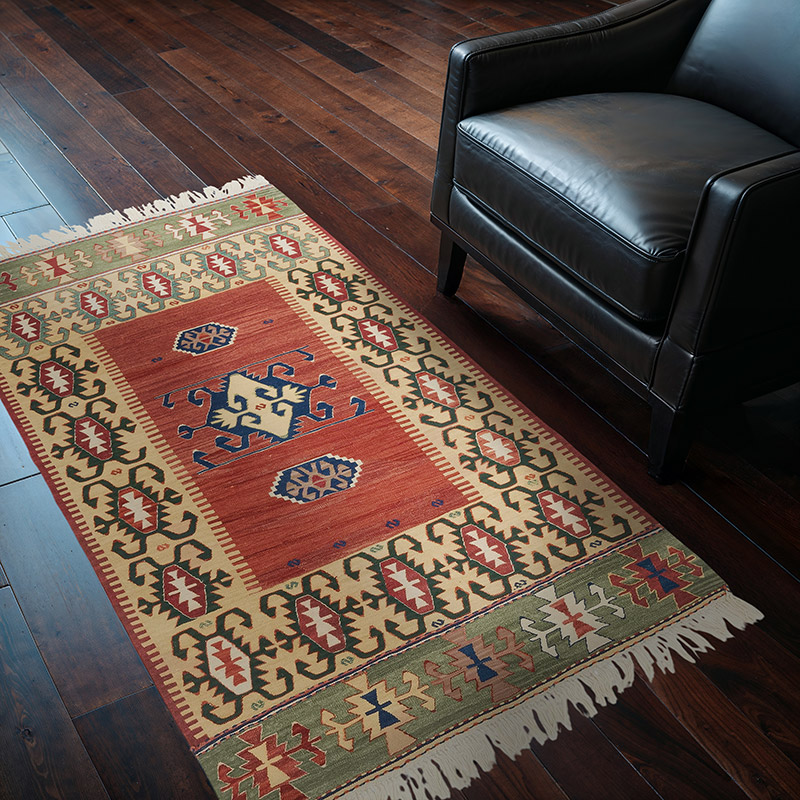 New Handwoven Turkish Kilim Rug - 3' 8" x 5' 7" (44" x 67") - K0080397