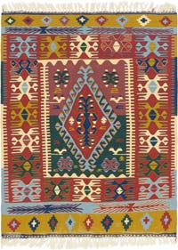 New Handwoven Turkish Kilim Rug - 3' 11" x 5' 1" (47" x 61")