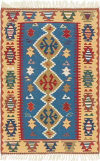 New Handwoven Turkish Kilim Rug - 3' 7" x 5' 3" (43" x 63")
