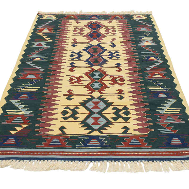 New Handwoven Turkish Kilim Rug - 3' 7" x 5' 7" (43" x 67") - K0080407