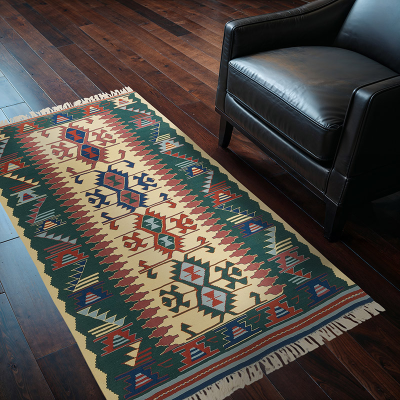 New Handwoven Turkish Kilim Rug - 3' 7" x 5' 7" (43" x 67") - K0080407