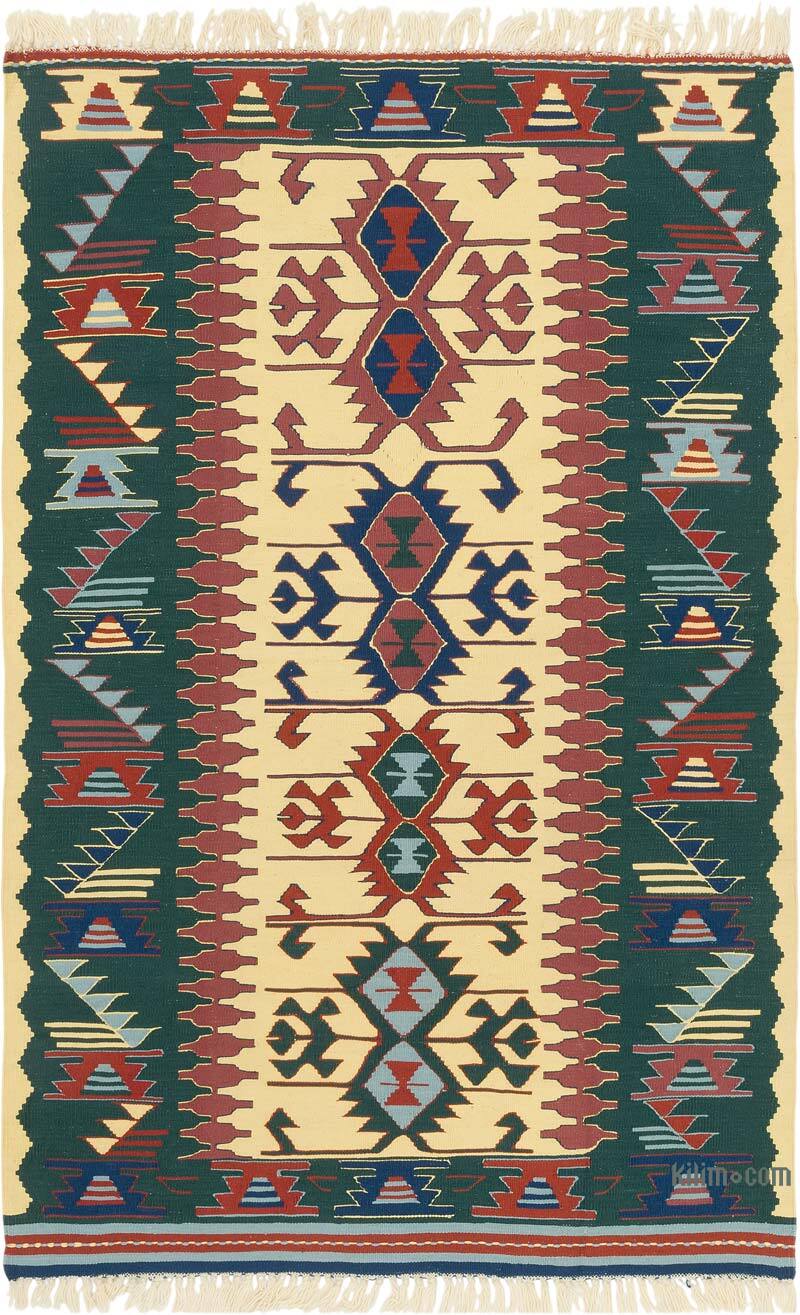 New Handwoven Turkish Kilim Rug - 3' 7" x 5' 7" (43" x 67") - K0080407