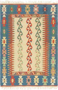 New Handwoven Turkish Kilim Rug - 3' 8" x 5' 5" (44" x 65")
