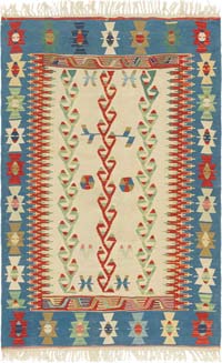 New Handwoven Turkish Kilim Rug - 3' 11" x 6'  (47" x 72")